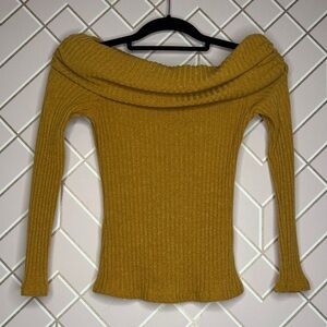 Papermoon Mustard Off-Shoulder Sweater Medium / Large